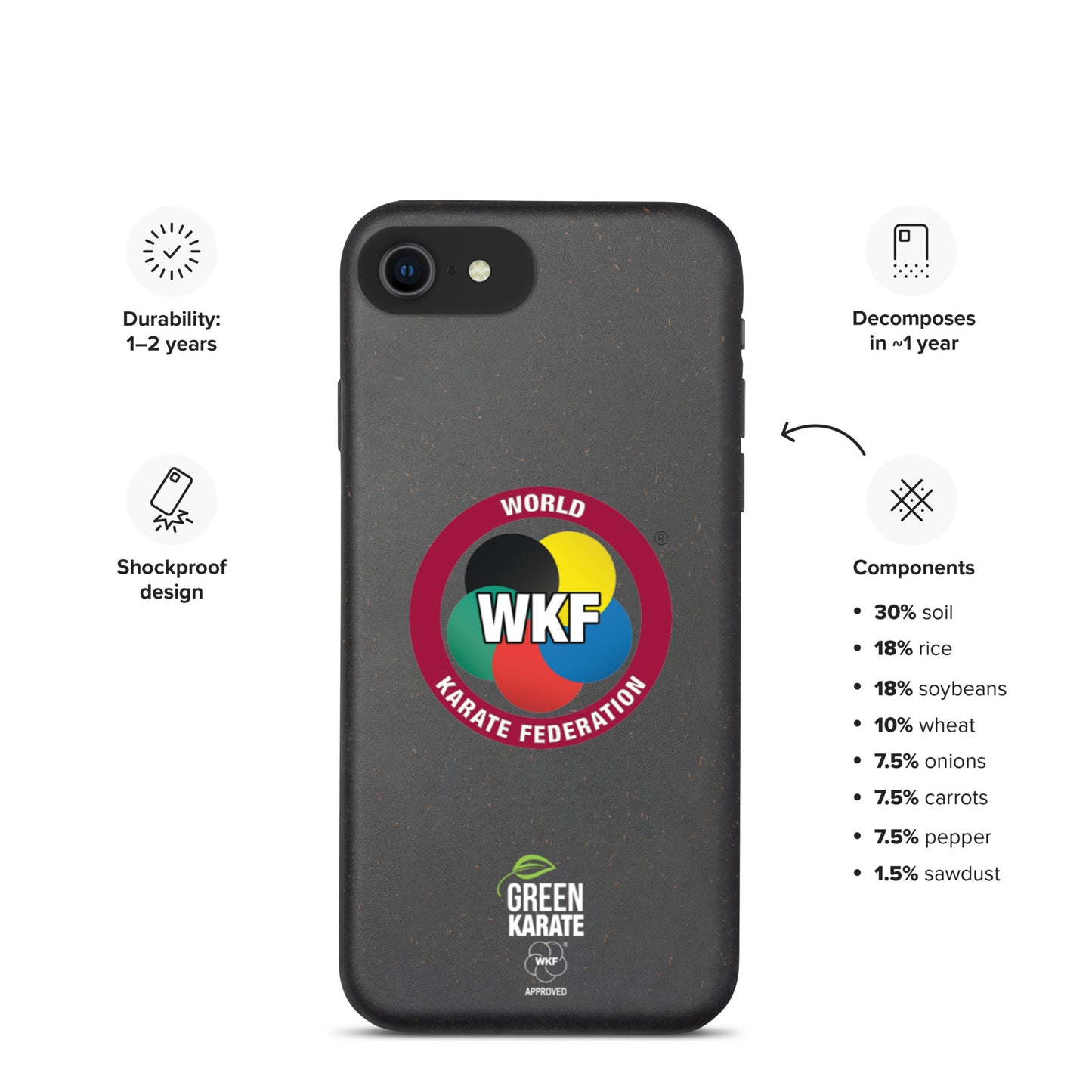 World Karate Federation Unisex Biodegradable iPhone Case - WKF GREEN