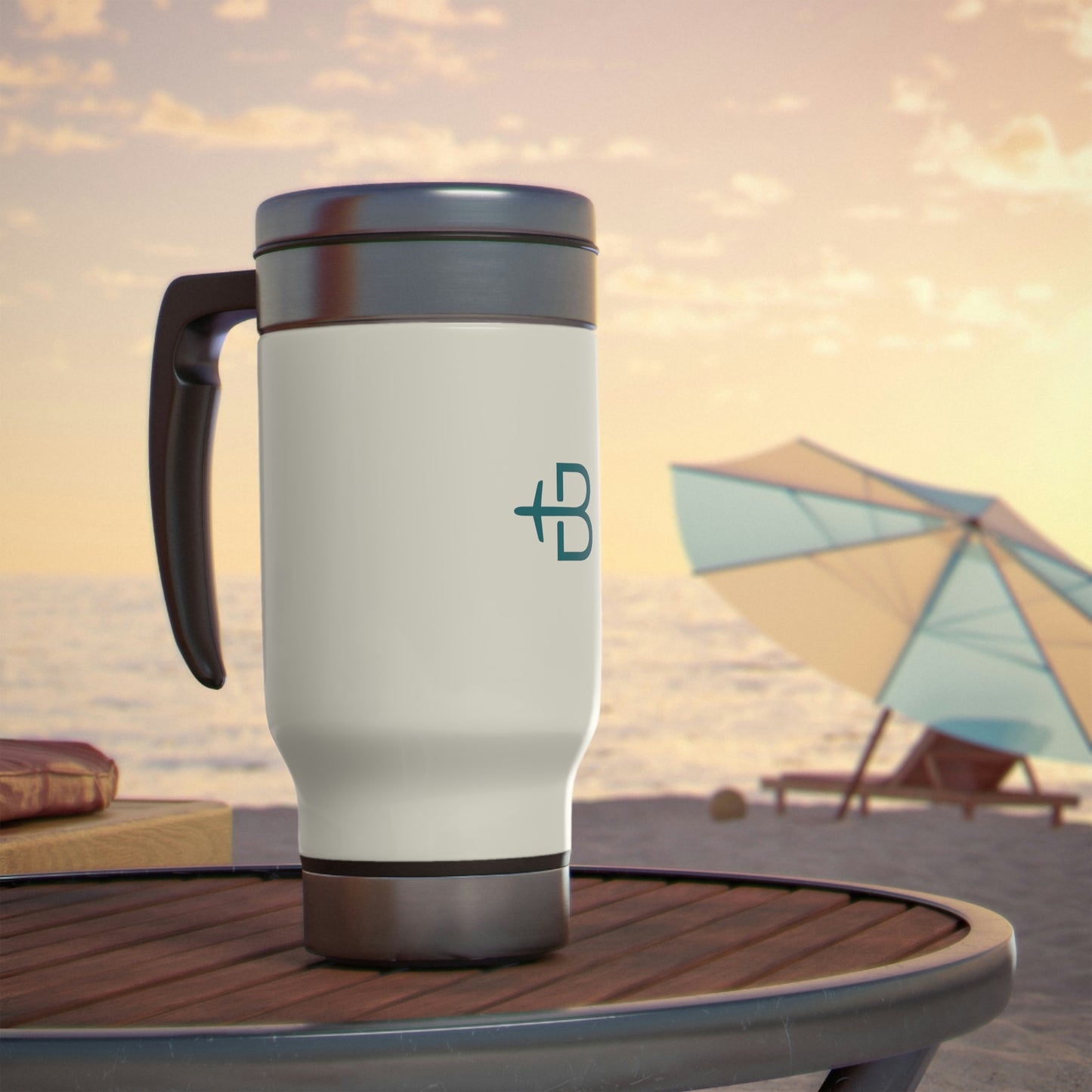 Bright Trip: Stainless Steel Travel Mug with Handle, 14oz