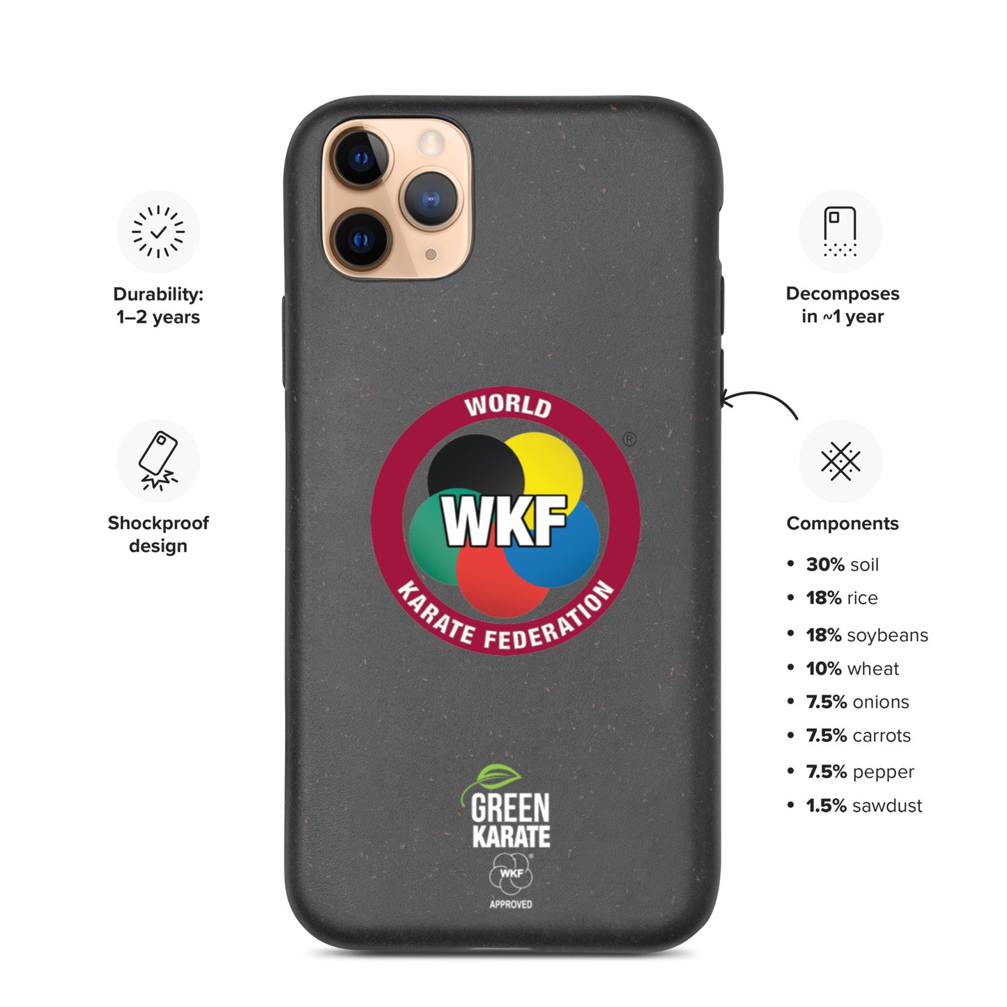World Karate Federation Unisex Biodegradable iPhone Case - WKF GREEN